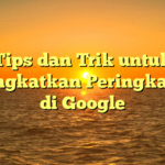 Tips dan Trik untuk Meningkatkan Peringkat SEO di Google